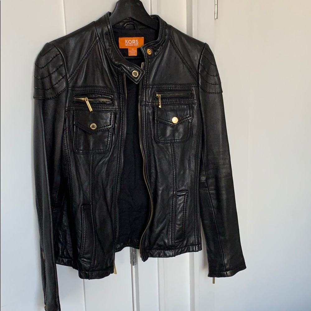 Kors by Michael Kors Black leather biker jacket
